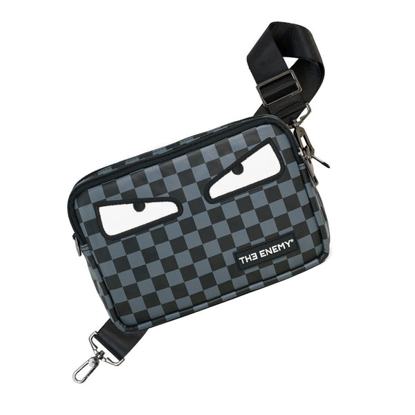 The Enemy Eyes Black/Grey Checkered Crossbody Bag